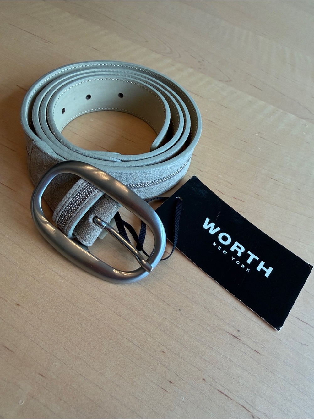 🆕 WORTH Suede Ball Chain Belt Made in Italy